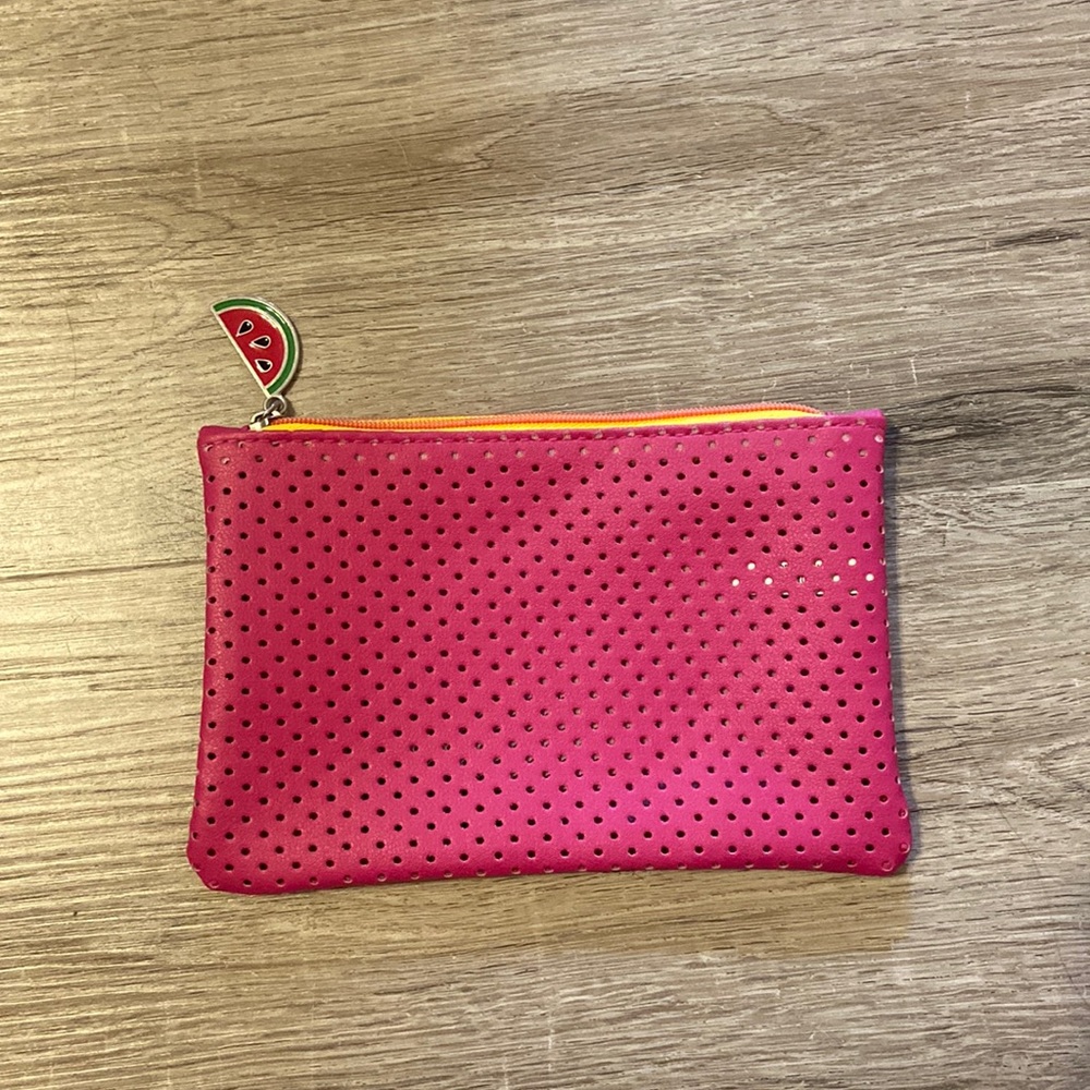 Pink Ipsy makeup bag, watermelon zipper